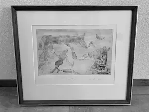 Lucebert - Ets Nr. 5 - Geheel nieuw ingelijst - met bies kopen? Bied vanaf 130!