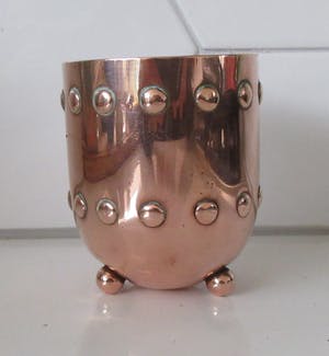 Niet of onleesbaar gesigneerd - Rood koperen art deco hand gehamerde rookset kopen? Bied vanaf 10!