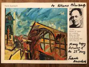 Frank Auerbach - gesigneerde kaart verkocht voor € 50!