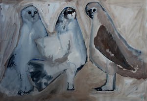 Dick Elffers - Acryl op papier - 3 duiven kopen? Bied vanaf 125!