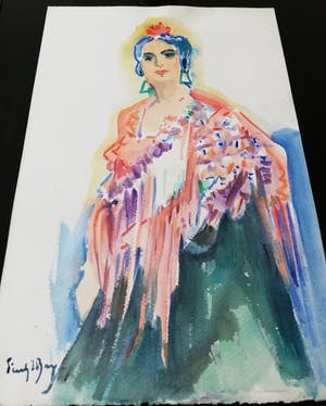 Freek van den Berg - Portret van een Spaanse dame kopen? Bied vanaf 90!