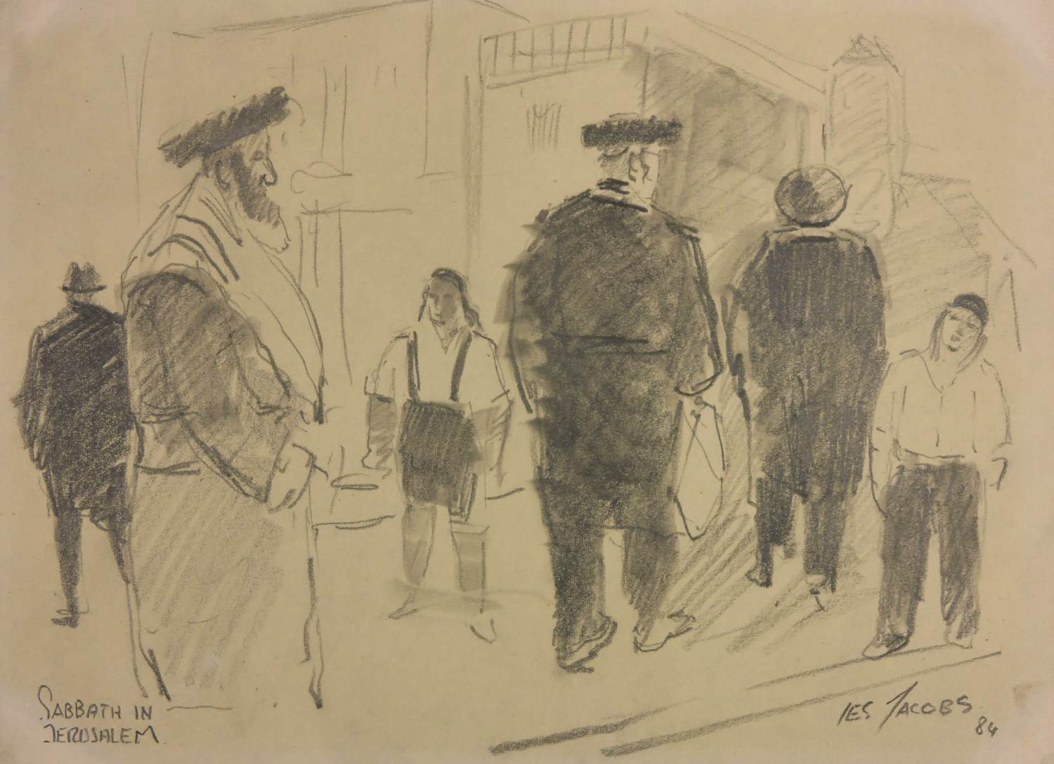 Ies Jacobs - Potlood op papier, Sabbath in Jerusalem kopen? Bied vanaf 100!
