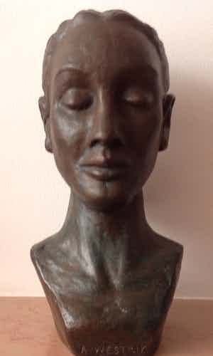 Brons (Onbekend) - Portret jonge vrouw verkocht voor € 275!