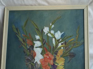Niet of onleesbaar gesigneerd - Ingelijste gouache , “Bloemen in Vaas” - 1943 kopen? Bied vanaf 1!