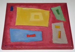 Phil Grisel - Abstract werk in rood. kopen? Bied vanaf 175!