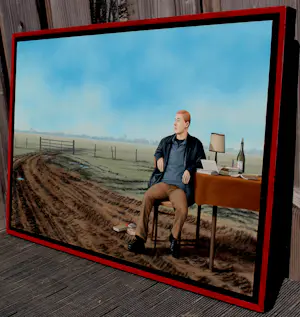 Sven Hoekstra - Ingelijste olieverf op paneel: 'Wachten' - 2009 kopen? Bied vanaf 1000!