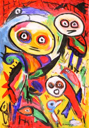 William Remory - Gemengde techniek op papier, Cobra verkocht voor € 1!