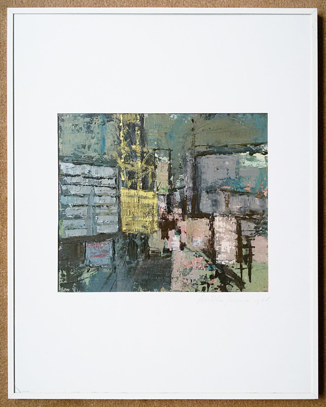 Madelon Gouman - Bouwput Amsterdam, olieverf op karton (ingelijst) kopen? Bied vanaf 50!