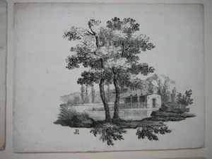Johannes Cornelis van Pappelendam - 4 litho s gebouw en landschap kopen? Bied vanaf 20!