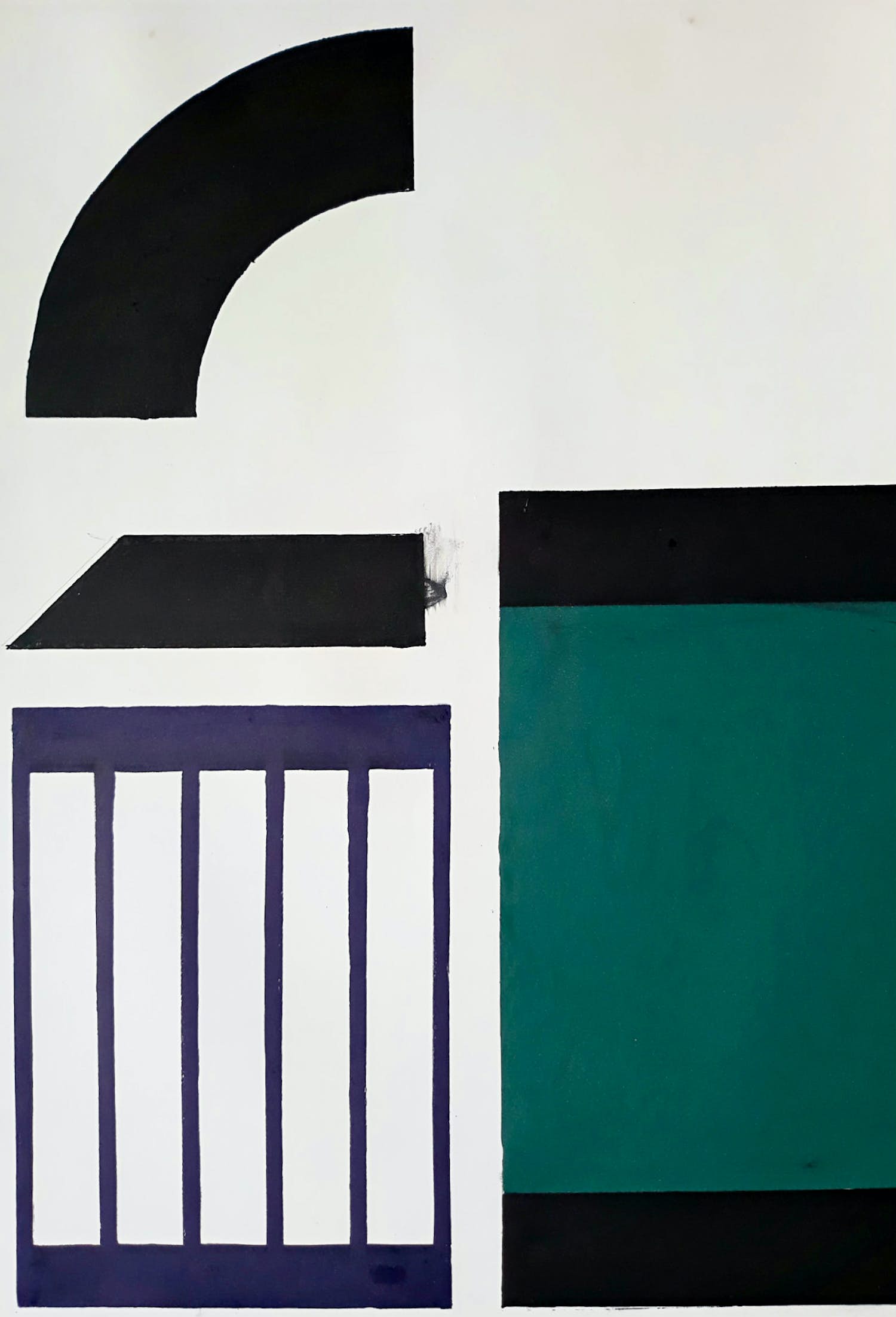 Adine Engelman - Geometrisch abstract, ongesigneerde monotype kopen? Bied vanaf 30!