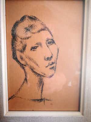 Eduard van Zanden - Portret vrouw. verkocht voor € 49!
