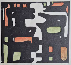 Wobbe Alkema - Linosnede ingekleurd met aquarel kopen? Bied vanaf 135!