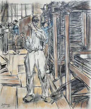 Jan Toorop - Perserij in kaarsenfabriek, litho (mooi ingelijst) kaufen? Bieten Sie von 395!