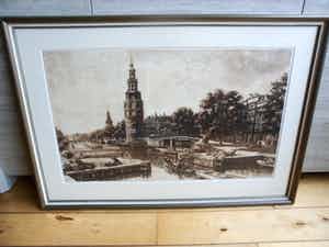 Cornelis Brandenburg - Ets - Oude Schans te Amsterdam ( Groot ) verkocht voor € 120!