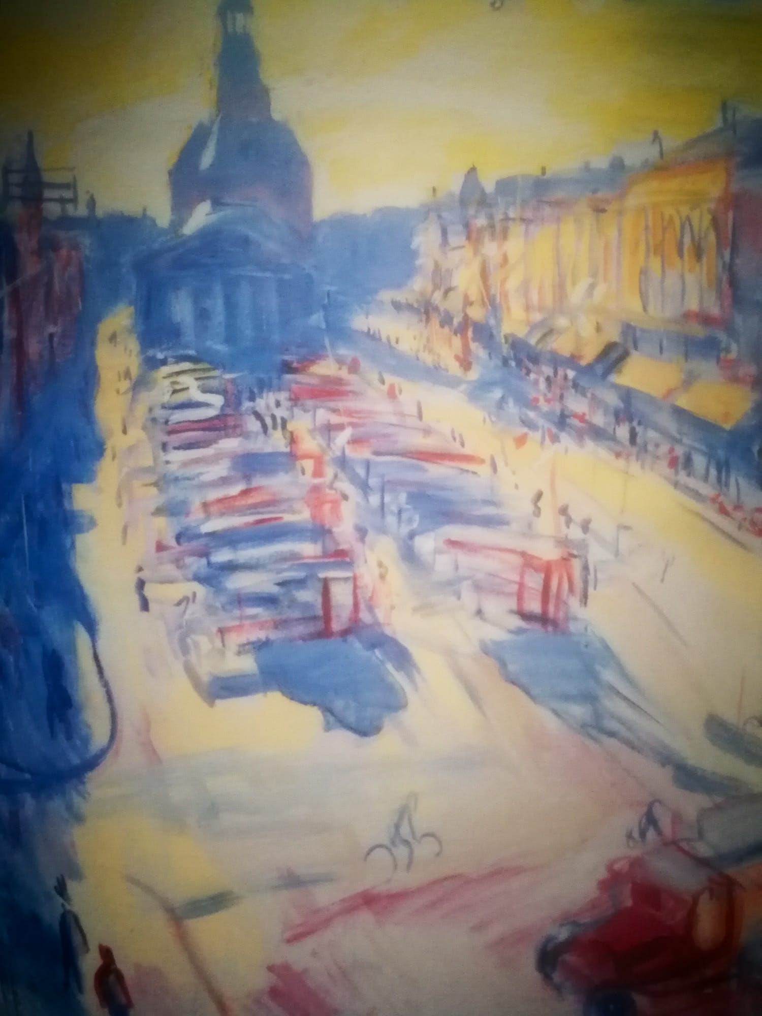 Johan Dijkstra - Gezicht op de Vismarkt Groningen. verkocht voor € 109!