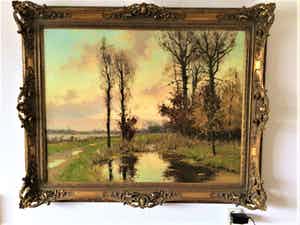 Arie Zwart - "Herfstlandschap met ven" - Formaat totaal 88 x 108 cm - Conditie zeer goed verkocht voor € 525!