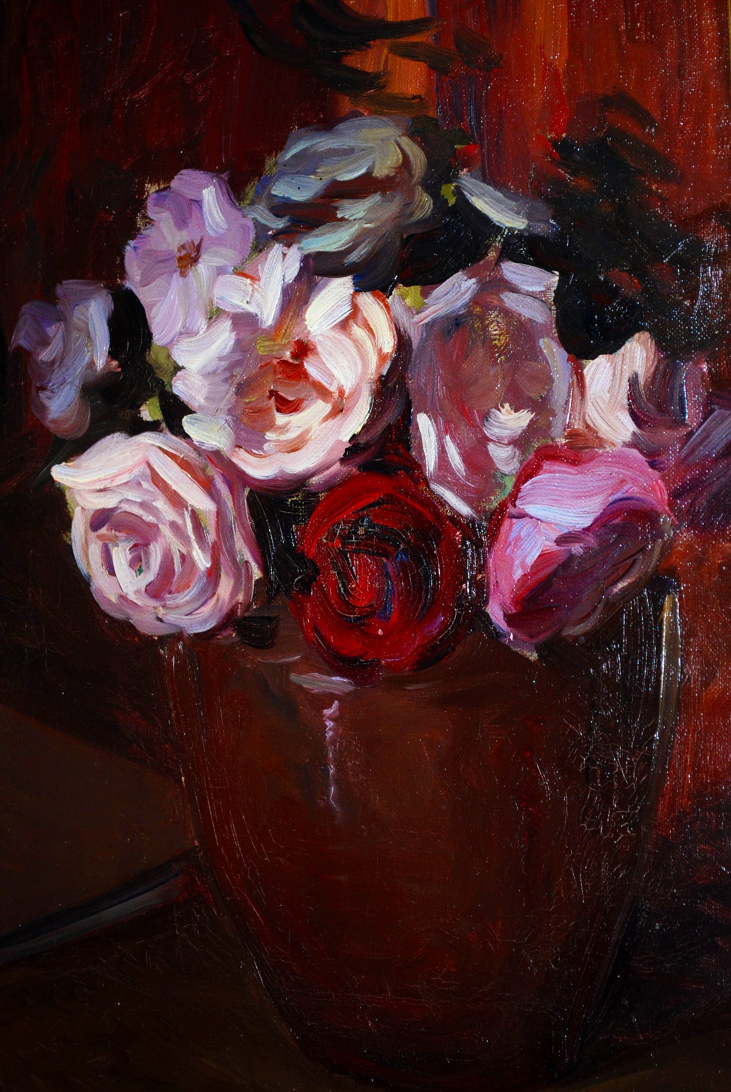 Louis Stutterheim - Vaas met rozen - fraai ingelijst verkocht voor € 250!