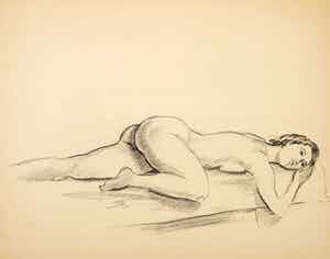 Jan Sluijters (jr.) - Tekening, Liggend naakt verkocht voor € 40!