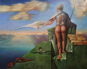 Johannes Garst - Surrealistisch naakt, olieverf op doek (ingelijst, groot) kopen? Bied vanaf 250!