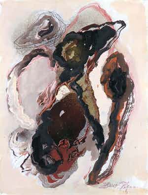 Bert Braam - Acryl op karton, Abstracte compositie (met ophangsysteem) verkocht voor € 1!