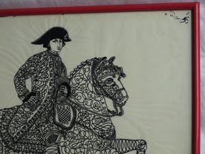 Niet of onleesbaar gesigneerd - Inkttekening , “Ruiter te Paard” – ingelijst kopen? Bied vanaf 10!