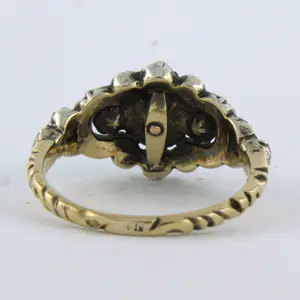 14k goud met zilveren ring bezet met roos diamanten tot. 0.30ct - G/H - SI kopen? Bied vanaf 300!