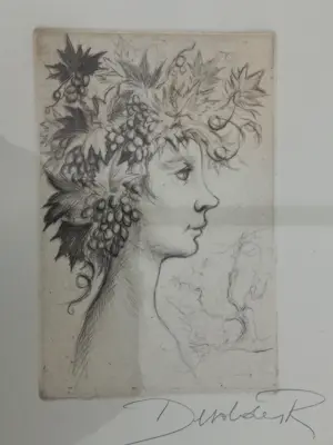 Roland Devolder - Portret van vrouw gekroond met bladeren en druiven kopen? Bied vanaf 75!