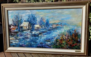 Jan Makkes - Rivierlandschap, olieverf op doek (mooi ingelijst) kopen? Bied vanaf 300!