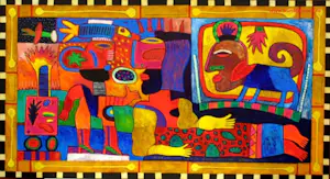 Clemens Briels - Schitterend werk '' Pintate'' in prachtlijst met museumglas kopen? Bied vanaf 575!