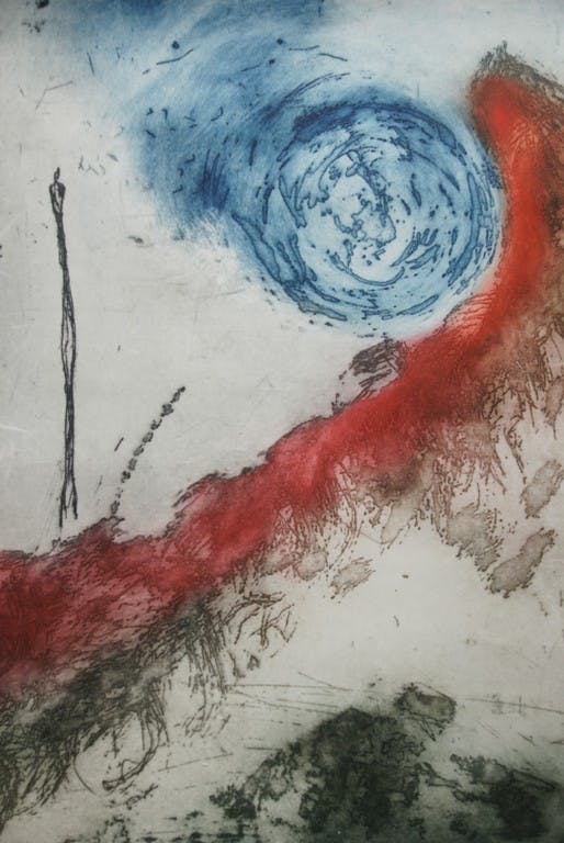 Ad Arma - Ad Arma - "Tot op de heuvel in het late licht" - zeer grote ets - jaar: 1992 kopen? Bied vanaf 1!