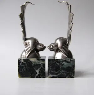 Gaston Rischmann - Art deco boeksteunen - kubistische vogels kopen? Bied vanaf 650!