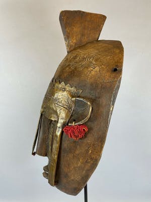 Makonde - 210807 - Tribal used African Markha and brass face - Mali. kopen? Bied vanaf 65!