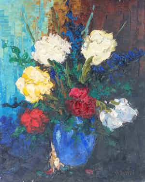 Willem Reinders - Stilleven. Rozen in vaas. De Ploeg. verkocht voor € 275!