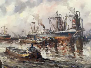 Wim Bos - Bedrijvigheid in de haven van Rotterdam kopen? Bied vanaf 200!