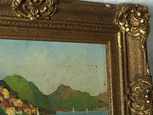 Niet of onleesbaar gesigneerd - Olieverf op paneel , Landschap (Italië?) – ingelijst & gesigneerd kopen? Bied vanaf 1!