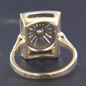 14K Goud - wit en geel goud ring met diamant - ringmaat 17.5 (55) kopen? Bied vanaf 280!