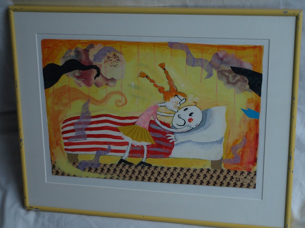 Daan Remmerts de Vries - Acryl en collage , Het leven is raar 14 – Ingelijst-1997 kopen? Bied vanaf 40!