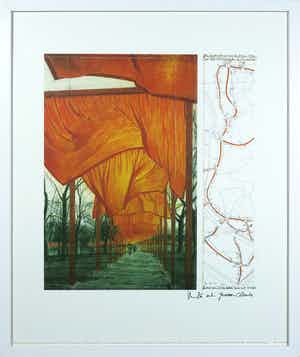 Christo - Handgesigneerd exemplaar The Gates - Ingelijst verkocht voor € 1!