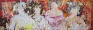 Dario Bosa - Acryl op doek, Vier figuren - (Groot) vendu pour 140€ !