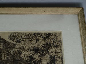 Ids Wiersma - Ingelijste ets , de ‘Professorenhuizen’ , Voorstraat , Franeker – 1934 kopen? Bied vanaf 1!