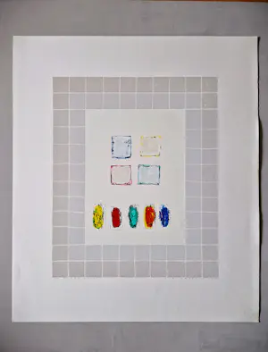 Piet Zegveld - grote geometrisch abstracte litho -eigen druk - kleine oplage (38) - gesigneerd kopen? Bied vanaf 34!