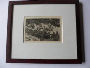 Oskar Laske - Ets, Marche aux poissons Bruges. ( Vismarkt van Brugge ) kaufen? Bieten Sie von 20!