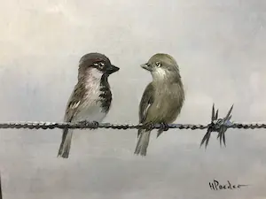 Henk Poeder - Twee Mussjes op prikkeldraad kopen? Bied vanaf 50!