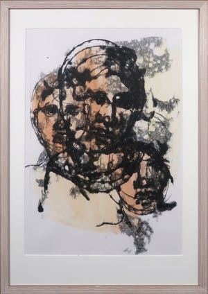 Niet of onleesbaar gesigneerd - Litho, Gezichten - Ingelijst kopen? Bied vanaf 10!