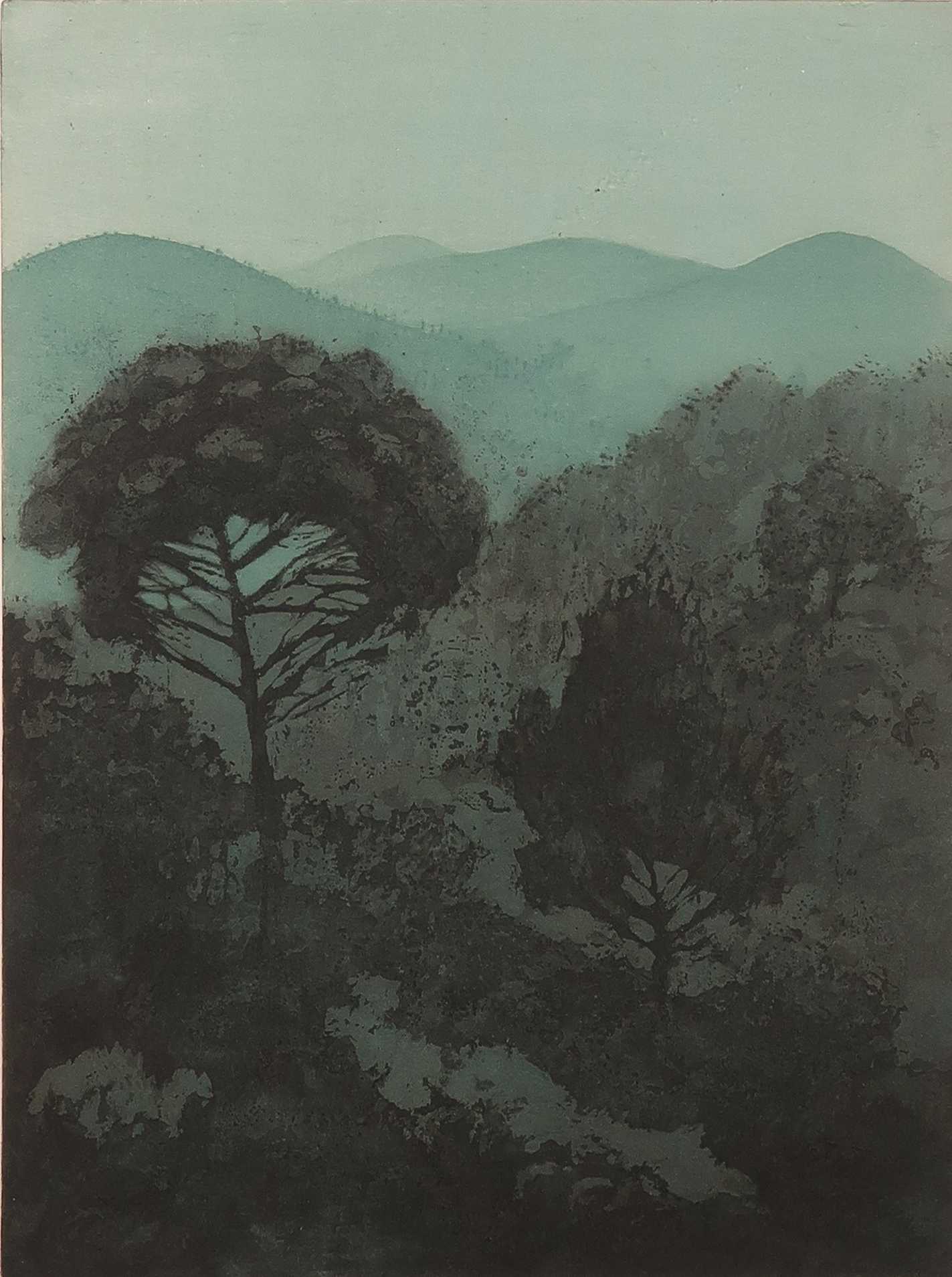 Willy Belinfante - Aquatint, Schemer in de provence - Ingelijst verkocht voor € 35!