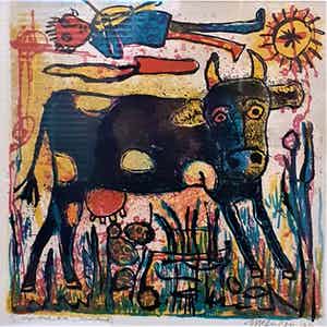 Jan van der Meulen - Koe (staaldruk) verkocht voor € 55!