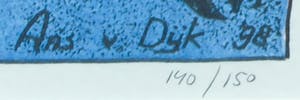 Ans van Dijk - Zeefdruk, Blue delight - Ingelijst kopen? Bied vanaf 1!