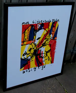 Herman Brood - Ingelijste zeefdruk: ‘Met bibberende ogen bezigtigd’ kopen? Bied vanaf 299!