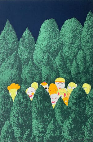 Geert Mols - kleurenzeefdruk - 'Wie zoekt den Dollen Dries' - 1973 kopen? Bied vanaf 70!