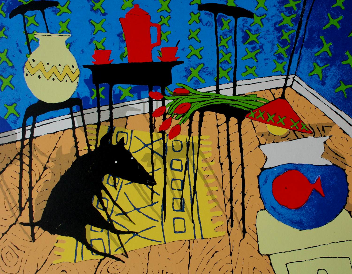 Buy Peter Bastiaanssen - Zeefdruk: "Als de baas van huis is" - 1990? Bid from 89!
